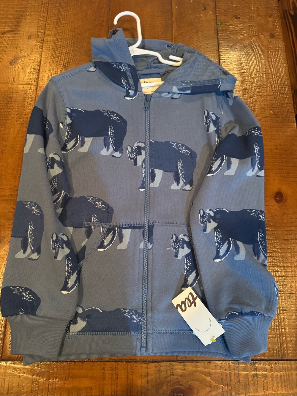Tea Collection Blue Bear Zip Hoodie for Kids